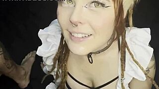 Cute Cat Maid Gets Big Dick In Her Throat With Deepthroat Gagging And Cum In Mouth