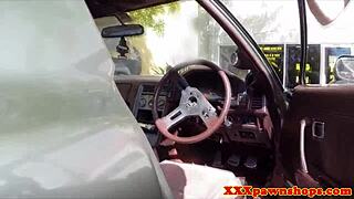 Amateur babe decides to pawn her car for cash. Then she offers up her pussy on hidden cam for facial.