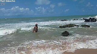 African Wife Yuri Gaúcho And Husband Paradise Go Nudist On Beach For Anal Creampie Action