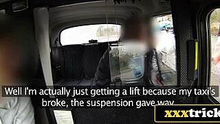 taxi breakdown leads to hardcore foursome with two busty british milfs and big cock action