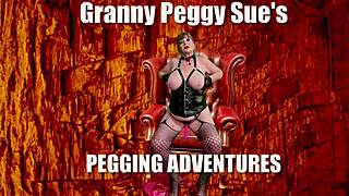 granny peggy sue gives handjob to big black cock before strapon pegging and hardcore licking!