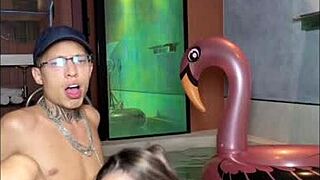 Hey, what happened when he caught me licking tits in bedroom with his sexy tattooed woman?