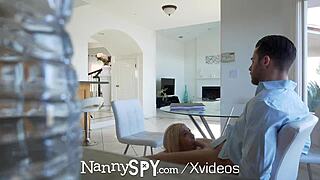 WOW! NannySpy's BIG DICK Workout Turns Into Intense Babysitter Facial With Monster Cock Action!