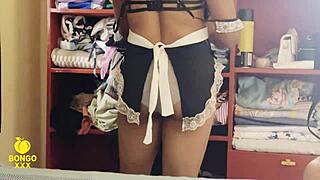 Maid gets intense assfucking without lube from big black cock in raw ebony session