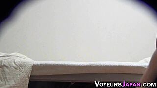 This asian teen 18+ starts toying her hairy muff on hidden cam in solo voyeur session.