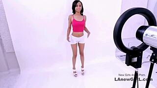 tiny brunette model gets fucked by daddy in pov on sofa during casting interview