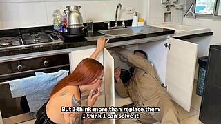 All plumbers pack huge cocks so I take full advantage by riding and sucking. Brazilian milf gets deepthroat in missionary pounding.