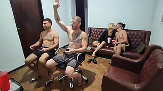 uh, friends went to play video game but ended up in bareback anal sex and wild putaria