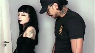 Pawg goth babe rides cock in interracial doggystyle