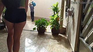 Curvy brazilian housewife flashes big tits to gas delivery guy outdoors. She moans while sucking cock and gets cum covered facial.