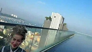 Someone Bring Me Back to This Pool Over Pattaya Roofs in Bikini with Feet Tattoo