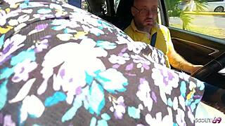 Inked nymphomaniac Latina teen bitch seduces driver for rough public beach fuck with big cock deepthroat and facial cumshot in outdoor roleplay.