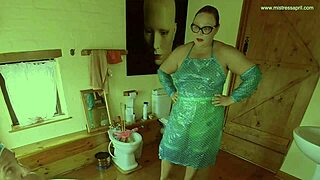 dominatrix mistress april ties up ebony slave in prison for bdsm wrestling game with dildo fucking and femdom toys 😈