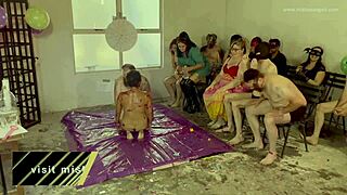 dominatrix mistress april ties up ebony slave in prison for bdsm wrestling game with dildo fucking and femdom toys 😈