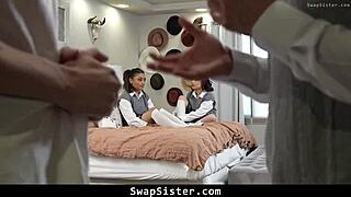hey, these stepbrothers talk their stepsisters into swapping partners for some wild group fucking - swapsister