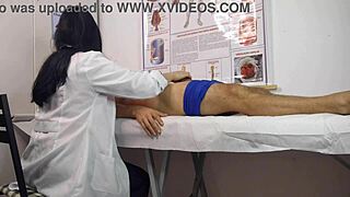 Patient's cock gets hard in front of Brazilian nurse during checkup