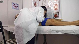 Patient's cock gets hard in front of Brazilian nurse during checkup
