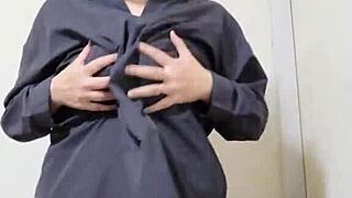 Married Japanese Milf Shakes Hips Lewdly While Masturbating Big Tits