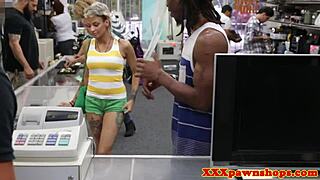 Girlfriend's Hidden Cam Captures Intense Pussypounding for Quick Pawnshop Credit with Cumshot Facial