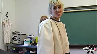 Nasty Maxine X Finger Fucks Brunette Nurse In Hospital Interracial Lezdom Scene. She Rides Dildo Machine To Orgasm.