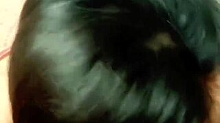 The cute chubby asian housewife gives deepthroat blowjob to her old lover in homemade femdom session