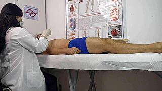 Patient's cock gets hard in front of Brazilian nurse during checkup