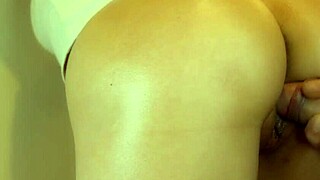 A stepdaughter notices her stepfather watching and draws him into doggystyle action in the bedroom.