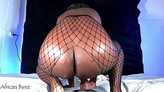 Hey check out this south african with big ass riding that huge american dildo wildly