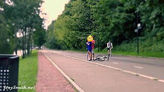 hidden cam shows jeny stripping nude on public street