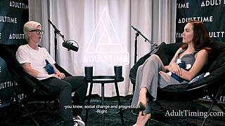 Petite redhead pornstar discusses her lesbian experiences during intimate casting interview with Bree Mills and Freya Parker