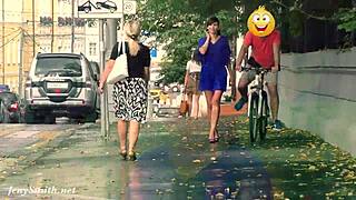 hidden cam shows jeny stripping nude on public street