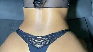 I'm dancing oiled in lingerie, riding my Brazilian brunette wife's ass with creampie