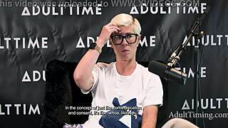 Petite redhead pornstar discusses her lesbian experiences during intimate casting interview with Bree Mills and Freya Parker