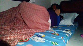 Sharing bed with stepmom turned into surprise creampie under sheets as she rode cowgirl in bikini