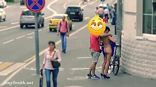 hidden cam shows jeny stripping nude on public street