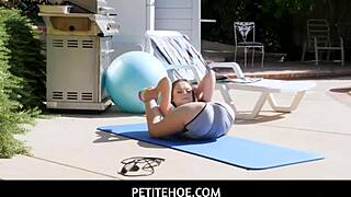 petitehoe - lily glee the petite 18+ pornstar cant resist her new fitness instructors huge cock so she gives him a deepthroat blowjob and handjob in the gym