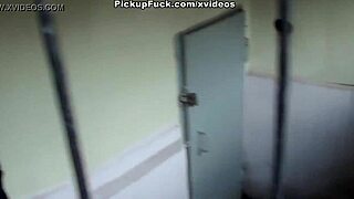 Blonde sucks outdoors