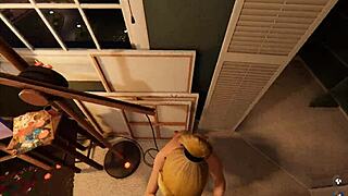 Fucking Amy in the Paintroom with Big Tits Blonde Cowgirl Riding