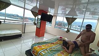 on a trip with my boss's wife we had to share the bed and i left all my cum inside her in the hotel 1-2 fullonxred