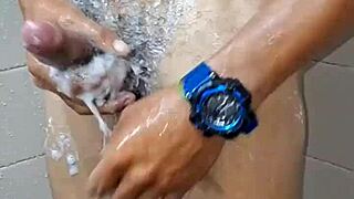 My friend says she'll take his virginity only if he shaves his cock hair during depilation in bath.