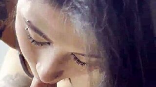 Blowjob turns into cuckold scene with cum swallowed in the mouth. The girlfriend handles it in the dorm with her friend watching.