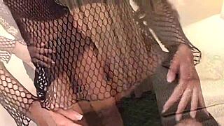 Oh wow, Cindy Lords is like a total babe in fishnets and lingerie, getting her asshole fingered and fucked doggystyle with gaping and deepthroat on the bed.