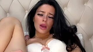 Horny British exchange student masturbates solo with toys to squirting orgasm.