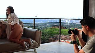 Whoa, that photoshoot turned wild with this naughty Latina riding my cock hard! 🔥🍑