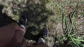 Real Voyeur Got Scared When I Started Pissing From My Hairy Pussy On The Beach