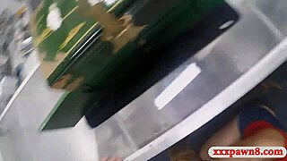 Busty woman gets banged at the pawnshop. Hidden camera captures the reality action.