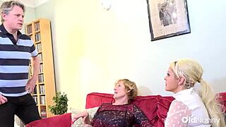 Two Curvy Mature Blondes With Big Tits Ride Huge Cock In Rough Hardcore Threesome Session