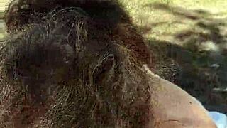 Hey, check out this horny BBW giving an outdoor blowjob in public!