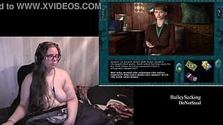 Naked brunette bbw with big tits and tattoo plays through haunted carousel game part 1 😱