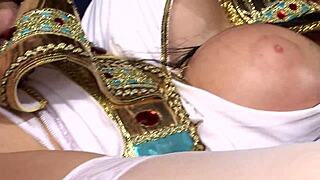 In ancient Rome costume orgy, why are these bisexual MILFs fucking in group with shaved pussies and heels?